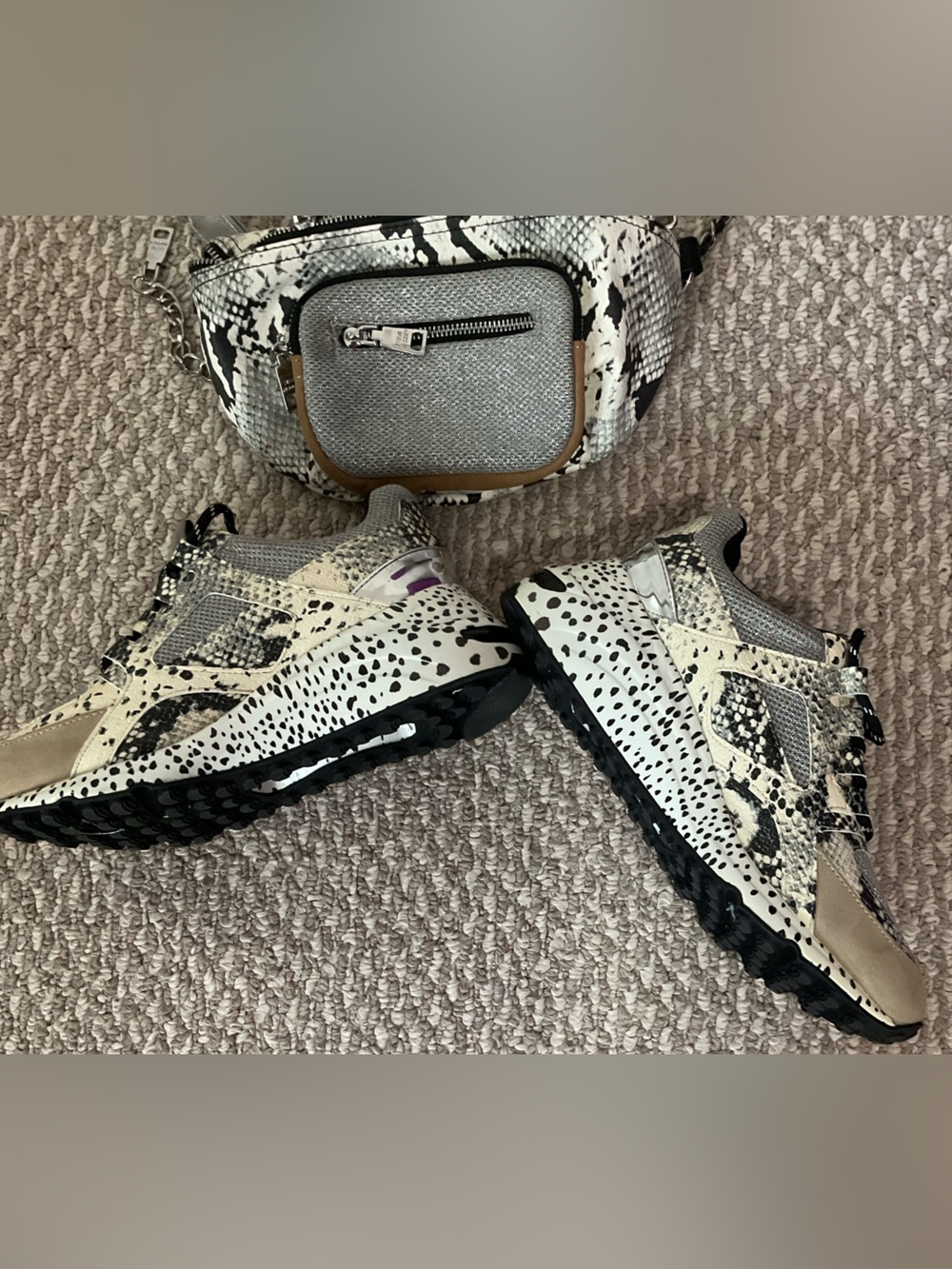 Steve Madden Snake-Print Lace-Up Sneakers and matching Fanny Pack - Picture 7 of 10